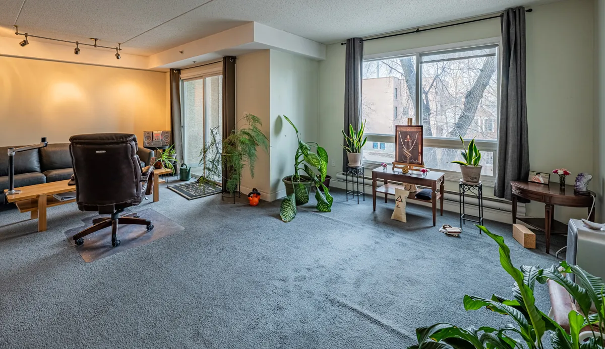 Before: the living room by the window wall